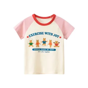 Toddler/Kid Girl's Bear Print Design Summer T-shirt