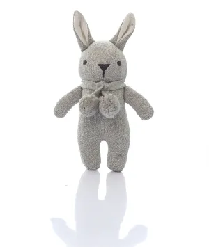 Toto Bear Cotton Knitted Stuffed Soft Rattle Toy (Vanilla Grey Melange & Natural)