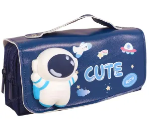 Toyshine Cute Large Capacity Pencil Case Pencil Pouch Handheld Pen Bag Soft Pencil Pouch for School Students Girls Boys- Blue