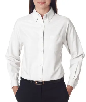 Ultraclub Ladies' Classic Wrinkle Resistant Sleeve Oxford XSmall White Shirts