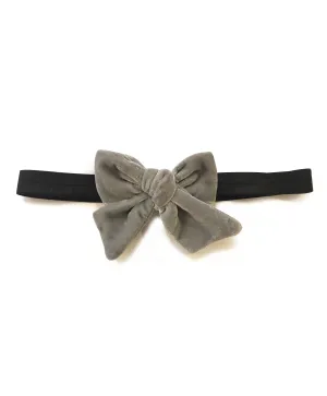 Velvet Knot Bow Headband - Grey