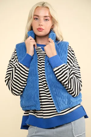 VERY J US Vest Zip Up Padded Corduroy Puffer Vest Sleeveless Outwear