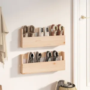 vidaXL Wall-mounted Shoe Racks 2 pcs 59x9x23 cm Solid Wood Pine