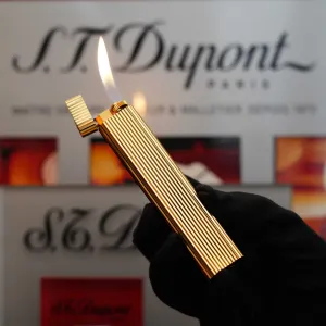 Vintage 1980 Cartier 24k Gold Vertical Lines heavy plate Table Lighter iconic