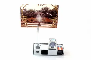 Vintage Camera Photo Holder, Kodak Pocket Instamatic 10 Camera, Wedding decoration, Place card holder, travel-themed wedding decor