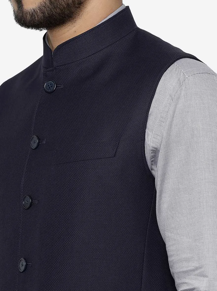 Violet Blue Solid Regular Fit Modi Jacket | JadeBlue