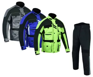 Warrior Gears 6 Pockets Mens Motorcycle Suit, Textile Racing Motorbike Suit with CE Armors