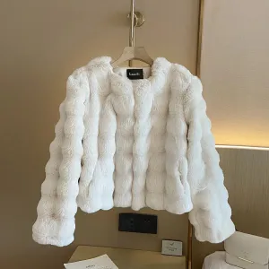 White Fur Coat for Women Autumn and Winter New Style Short Imitation
