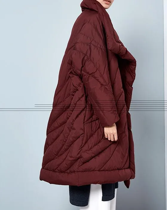 Winter Cloak Loose Duck Down Jackets Cape Long Warm Women Long Down Cloak