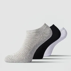 WOMEN-ESSENTIAL-HALF CUSHIONED ANKLE SOCKS (WHITE-BLACK-GREY)