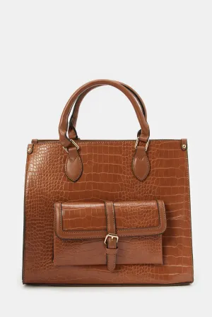 Women Tan Texture Tote Bag