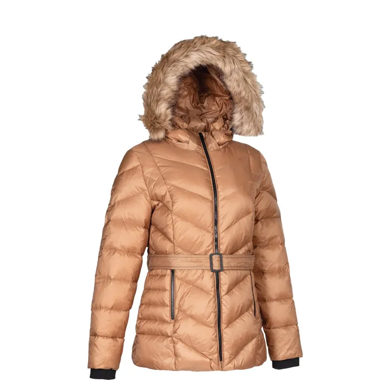 Women's Classic Down Jacket With Faux Fur Trim