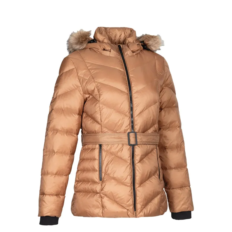 Women's Classic Down Jacket With Faux Fur Trim