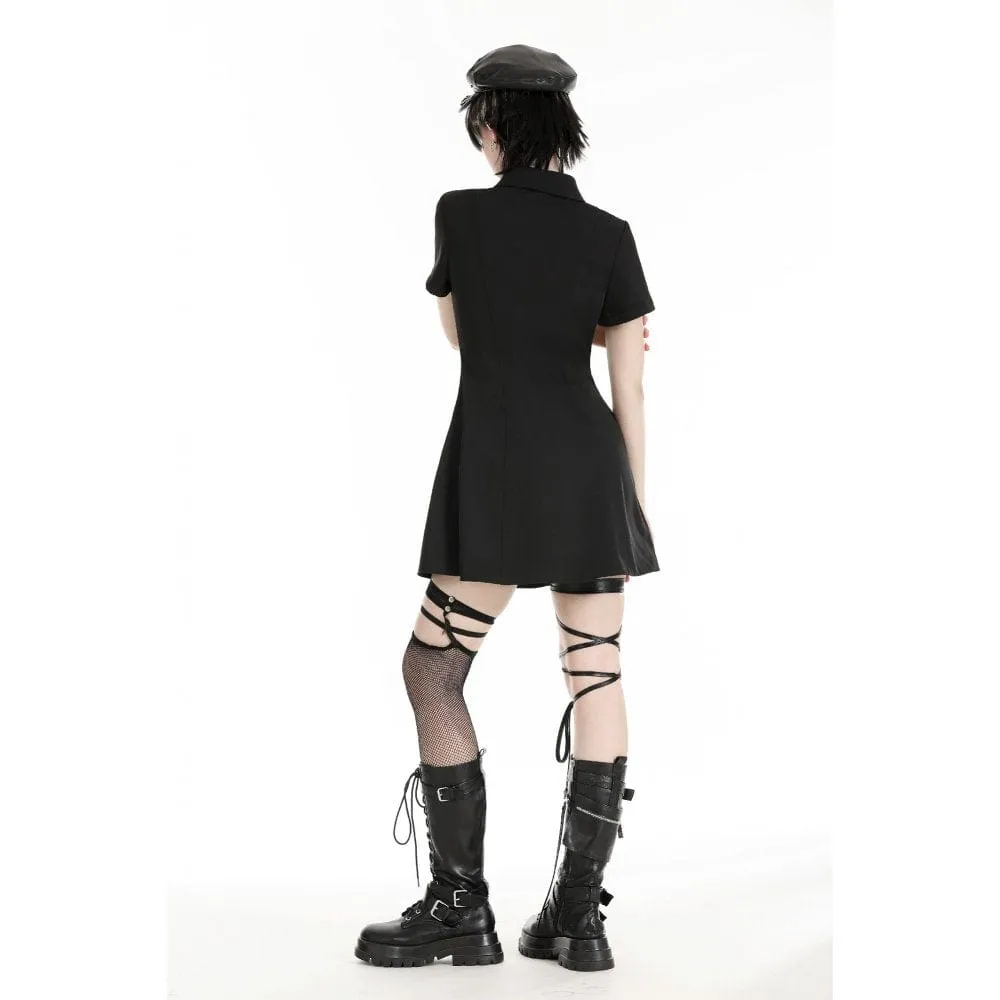 Women's Gothic Turn-down Collar Cutout Homecoming Dress