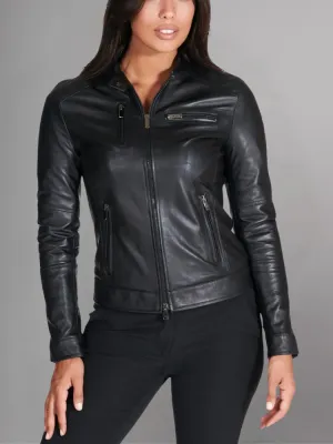 Womens Top Gun Vegan Black Leather Jacket