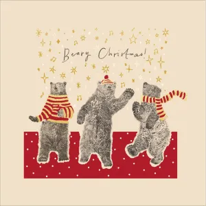 Woodmansterne Beary Christmas Dancing Bears Christmas Card - 608469